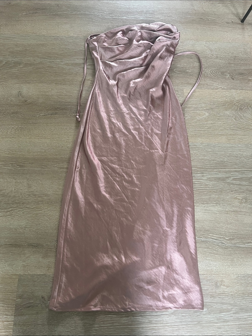 Satin Cowl Neck Midi Dress in Dusty Rose